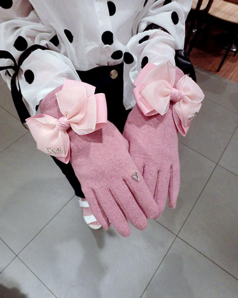 Cashmere Bow-Knot Gloves