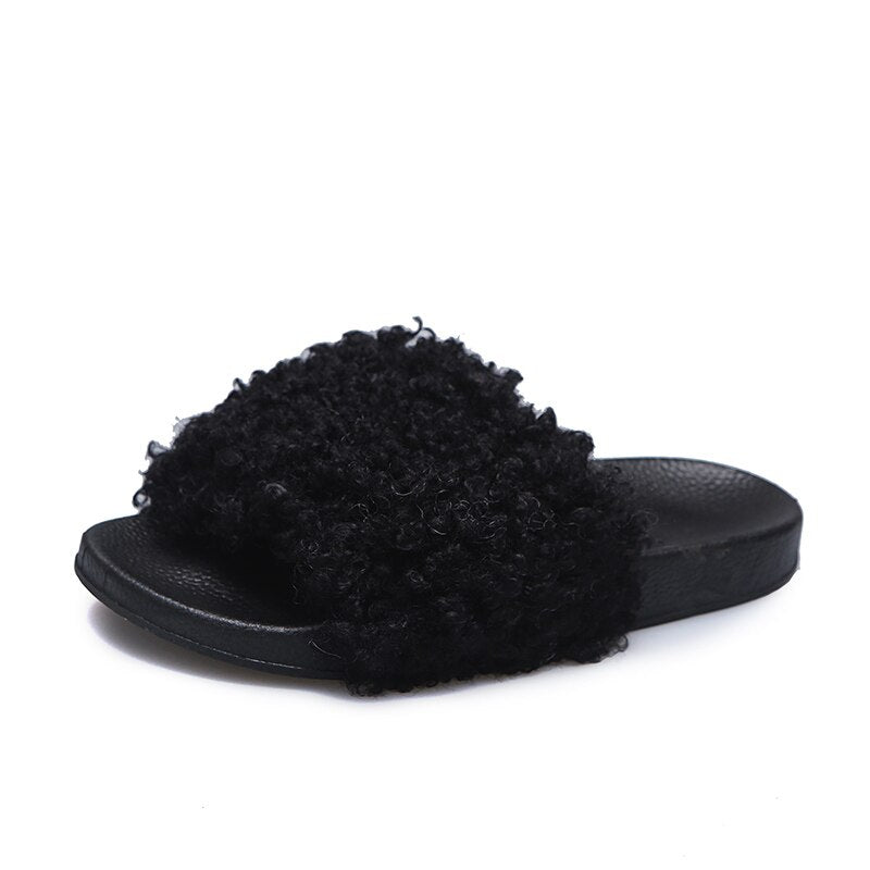 5-10 Size Faux-Fur Slipper Slides