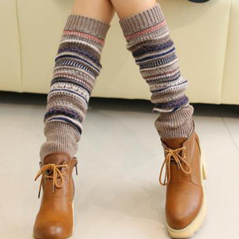 Colourful Stripe Wool Leg-Warmers/Boot Gaiter