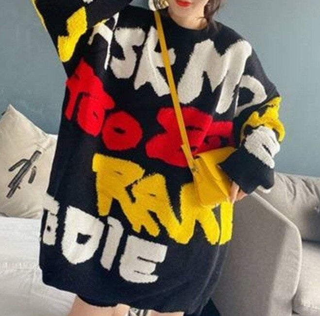 Colourful 3D Letter Knitted Sweaters
