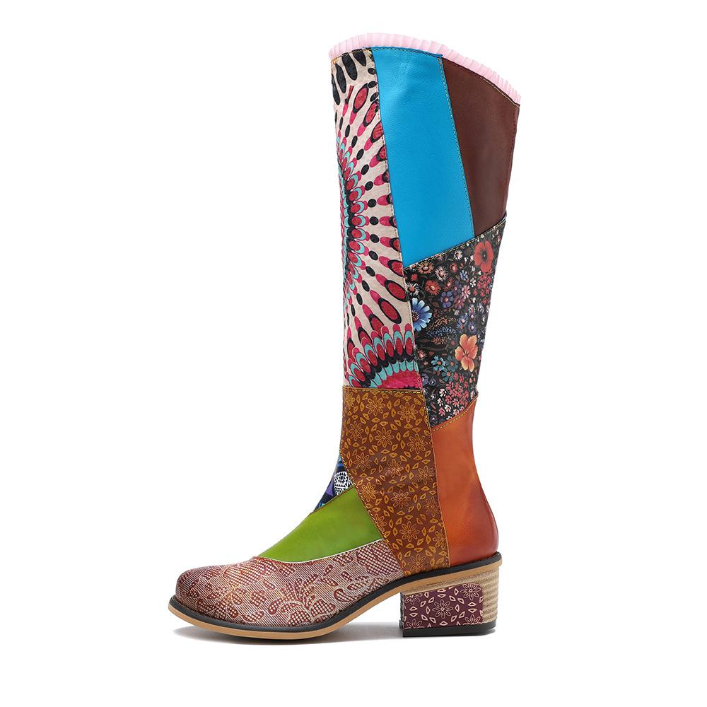 Colourful Leather Mis-Match Boots
