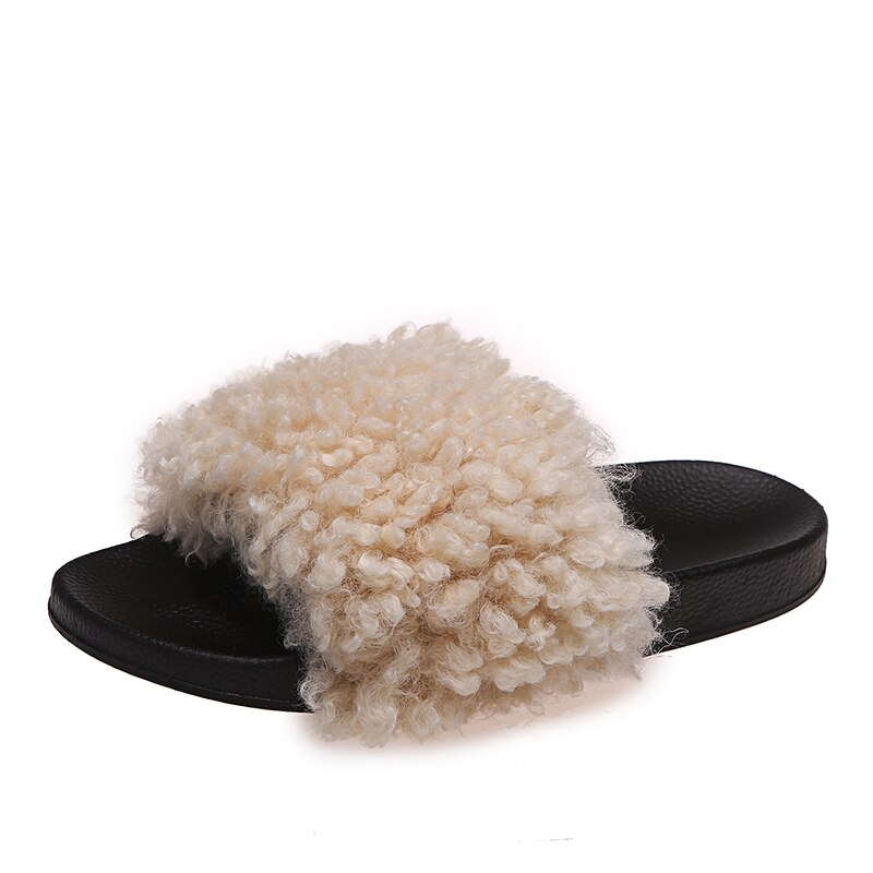 5-10 Size Faux-Fur Slipper Slides