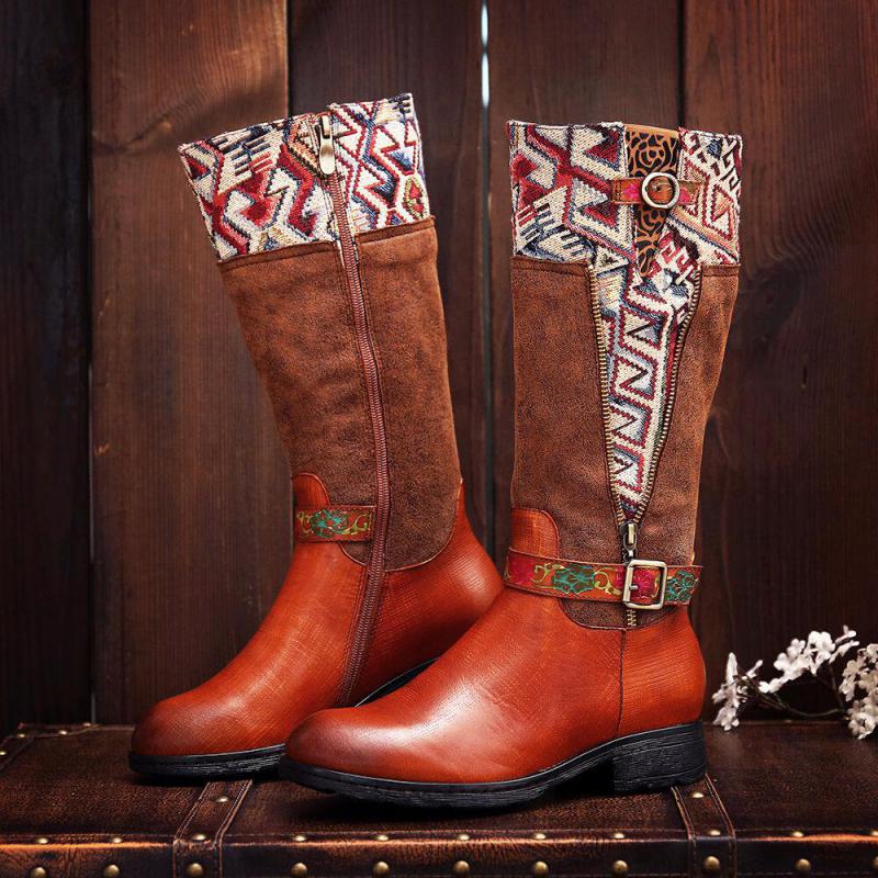 Handcrafted Leather Boots With Zip & Buckle