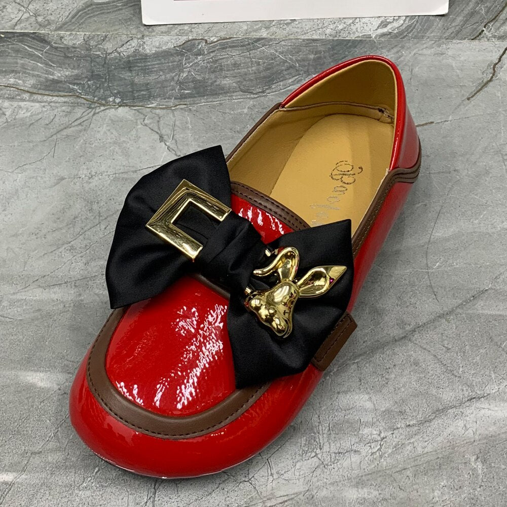 Patent Loafers With Bow & Buckle