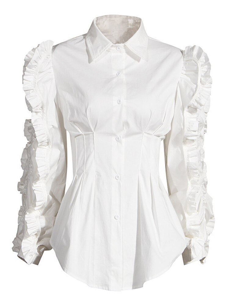 Exceptional Pleated Ruffle Shirt