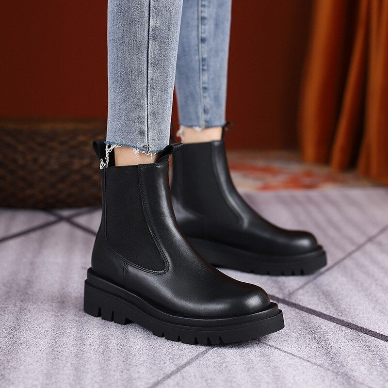 Slip-On Ankle Boots With Two-Layer Sole