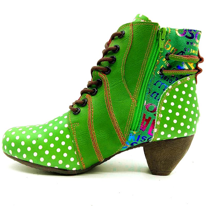 Popular Multi-Pattern Leather Ankle Boots