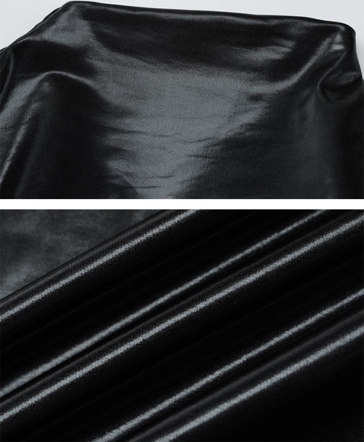 Black Turtleneck PU Leather Bodycon Dress