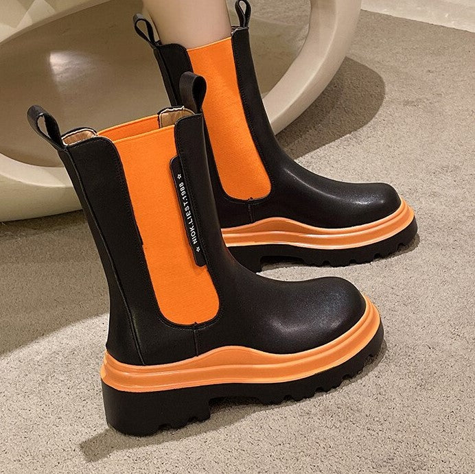 Elasticated Colour-Flash Slip-On Boots