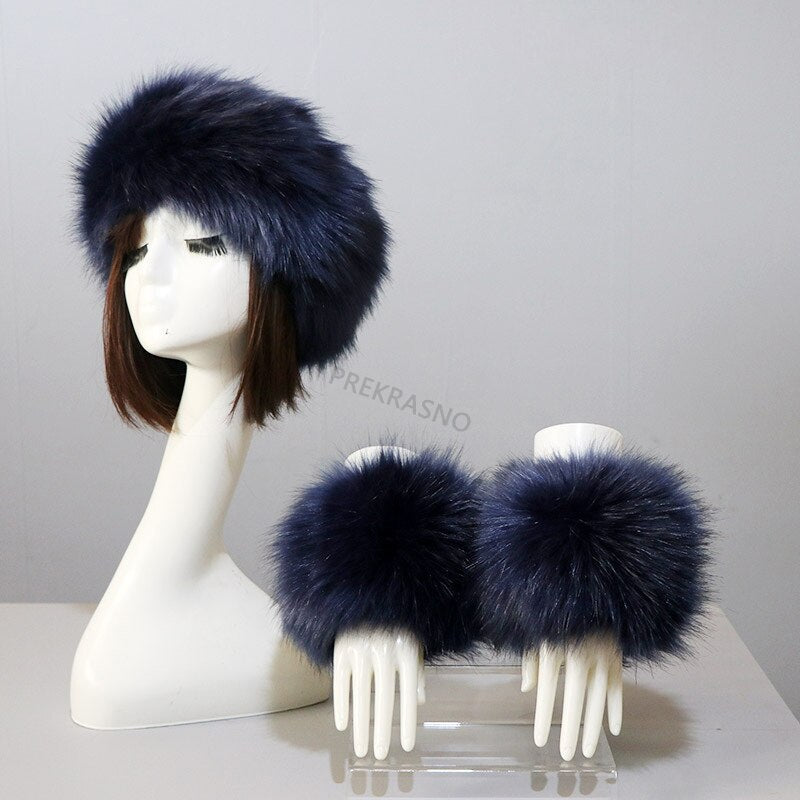 Faux-Fur Hat & Matching Cuffs In 29 Colours