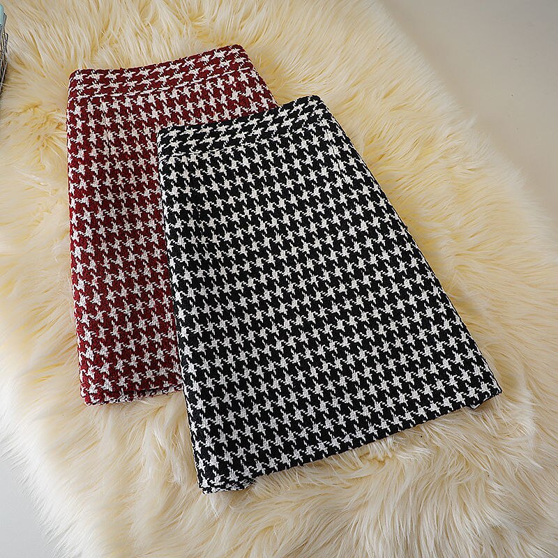 Autumn/Winter Plaid Tweed Skirt