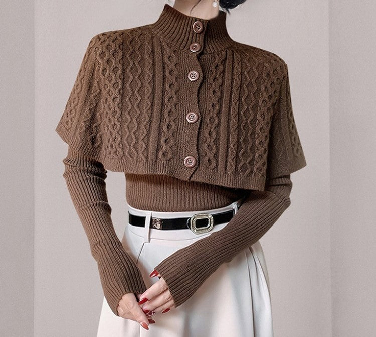 Knitted 2-Piece Pullover With Cloak