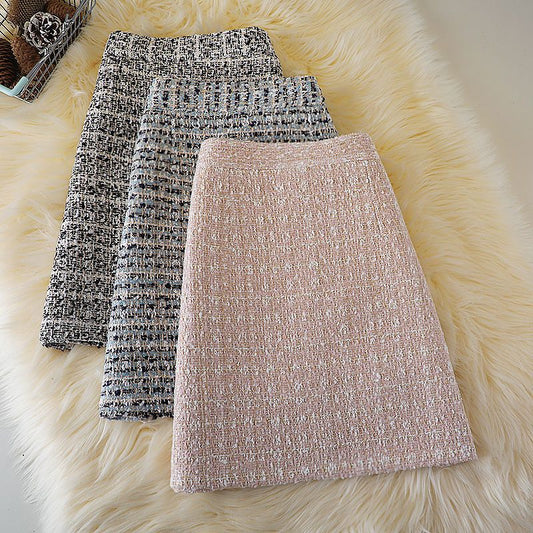 Autumn/Winter Plaid Tweed Skirt