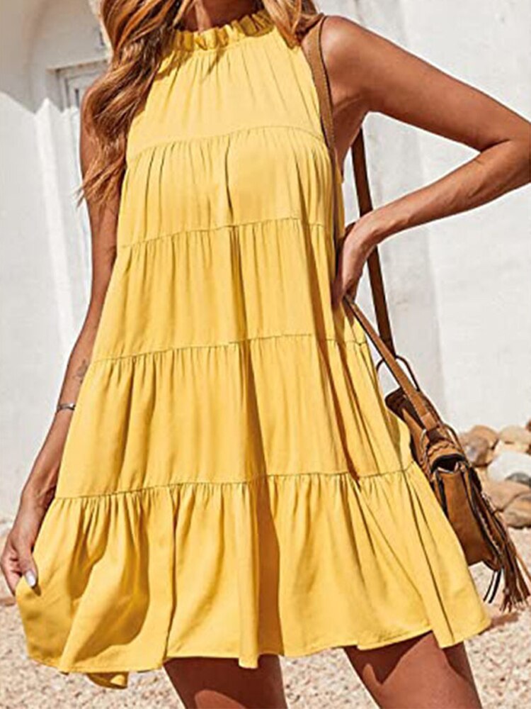 Loose Cotton & Spandex Mini Summer Dress