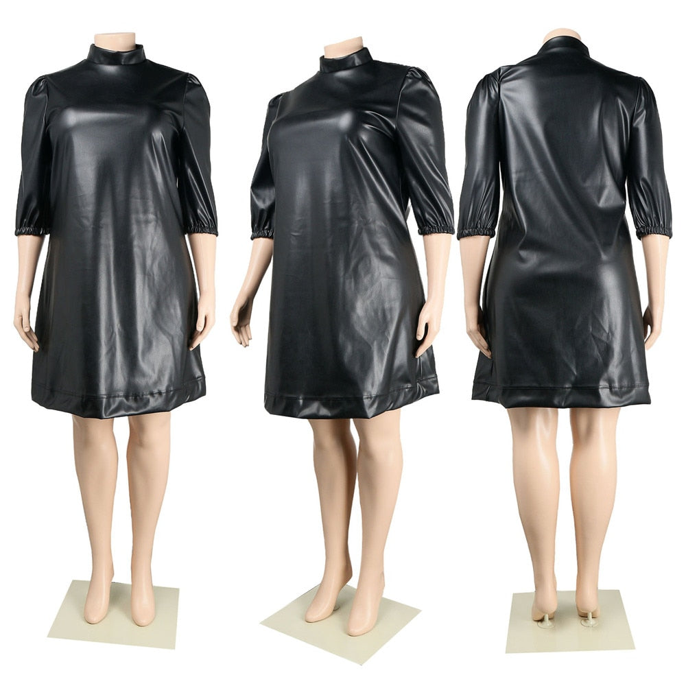XL-5XL PU Leather Dress