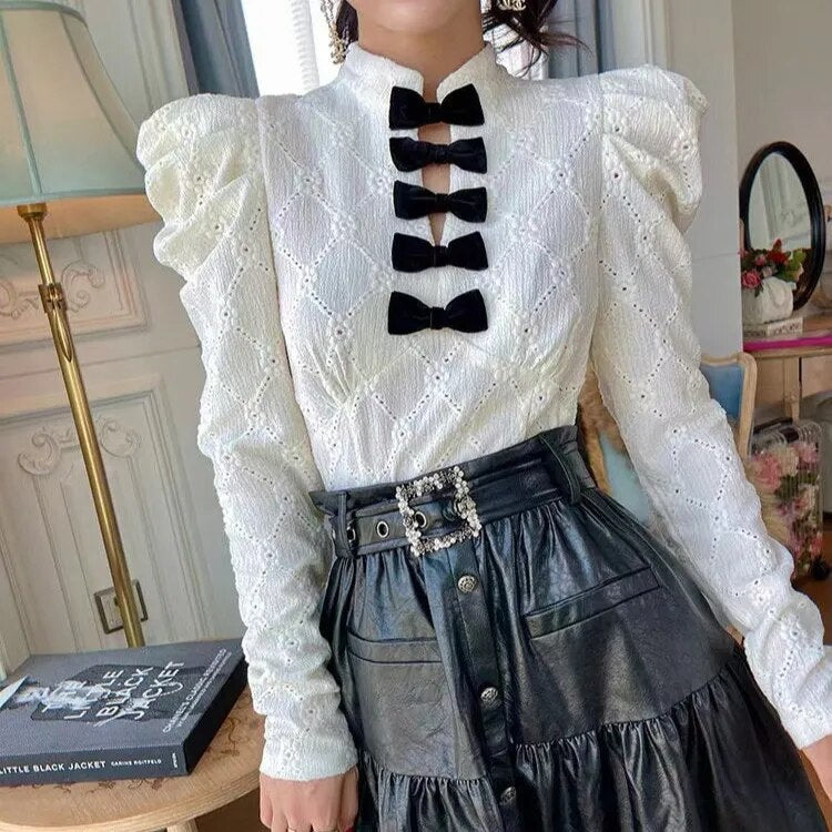 French Inspired Anglaise Blouse With Bows