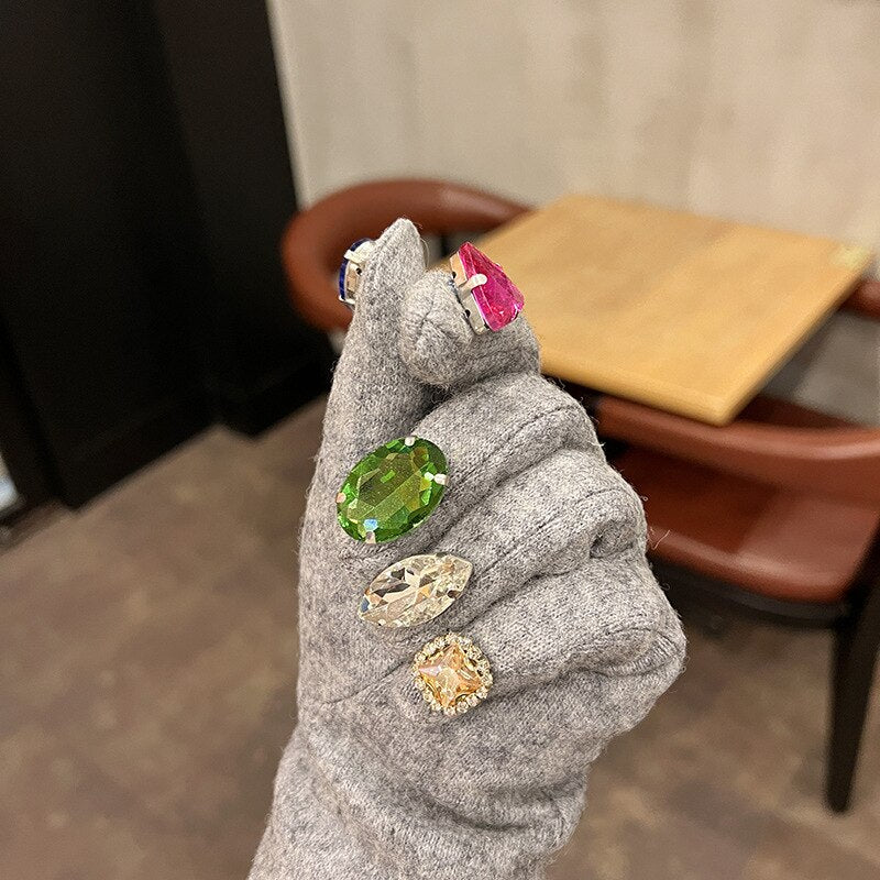 Cashmere Gloves With Mixed Rhinestone Fingers