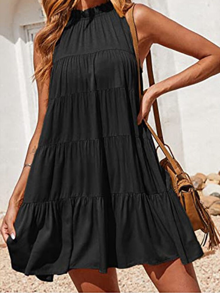 Loose Cotton & Spandex Mini Summer Dress