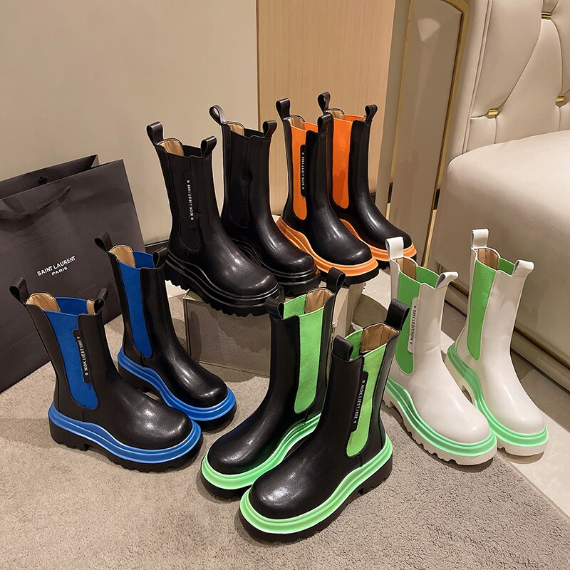 Elasticated Colour-Flash Slip-On Boots