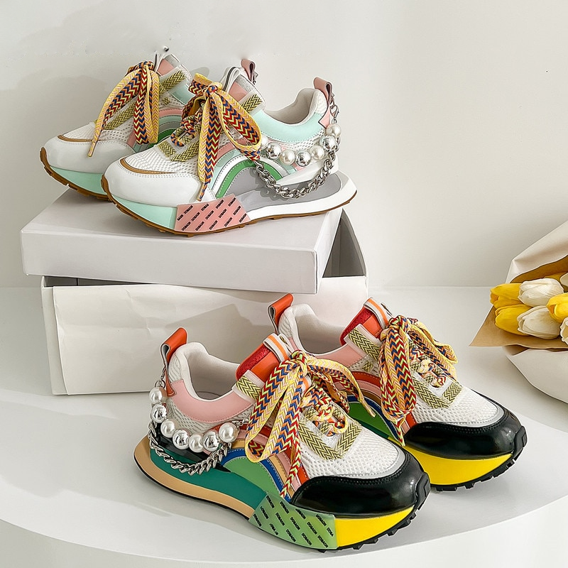 Colourful Trendy Chain & Bead Trainers