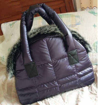 Space Cotton Handbag With Fur