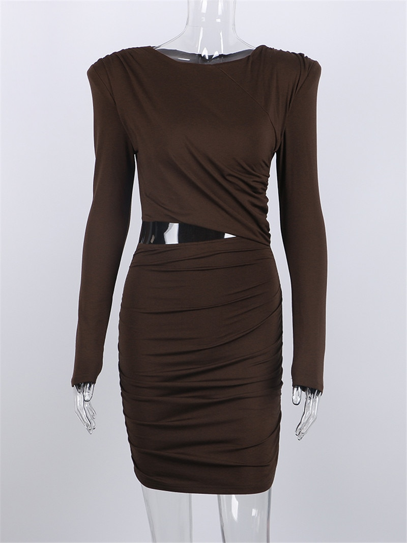 Ruched Hollow-Out Bodycon Dress