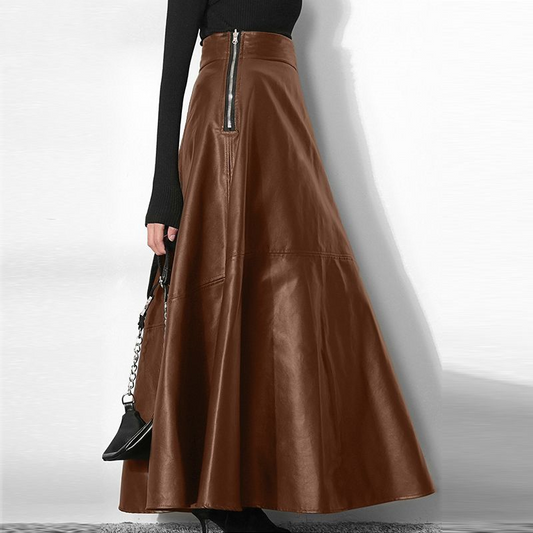Women's Long PU Leather Skirt