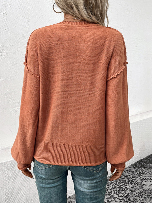 Orange Lantern Sleeve Sweater