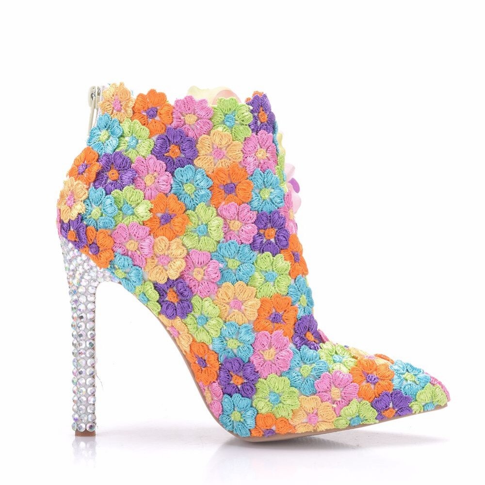 Multicolour Lace Ankle Boot