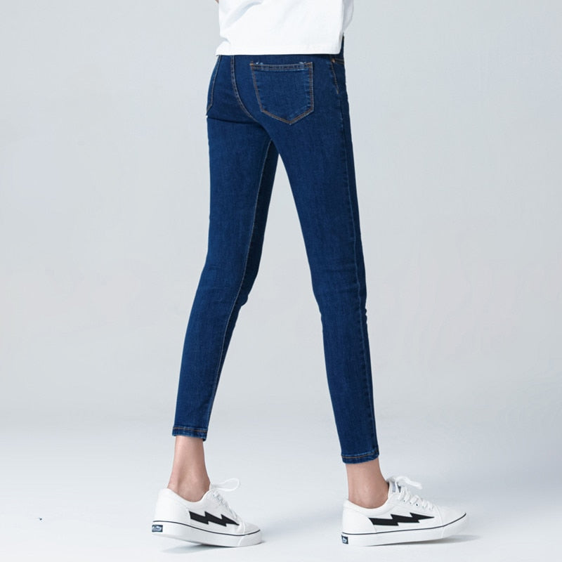 Women's Elastic High-Waist Skinny Jeans