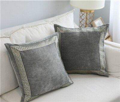 Brown & Grey Velvet Cushion Cover