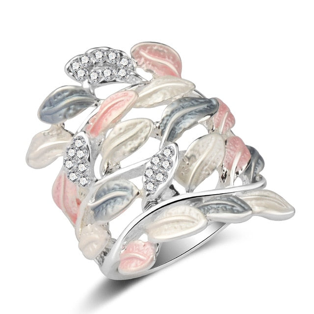 Luxury Crystal Flower Enamel Ring