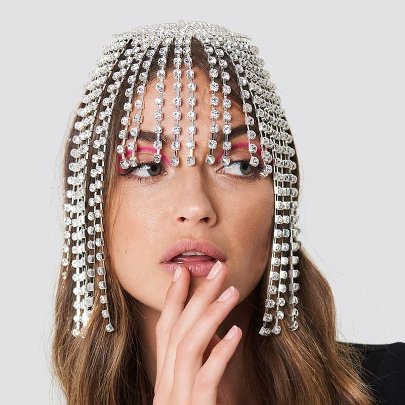 Luxury Rhinestone Forehead Headpiece Tassel Chain