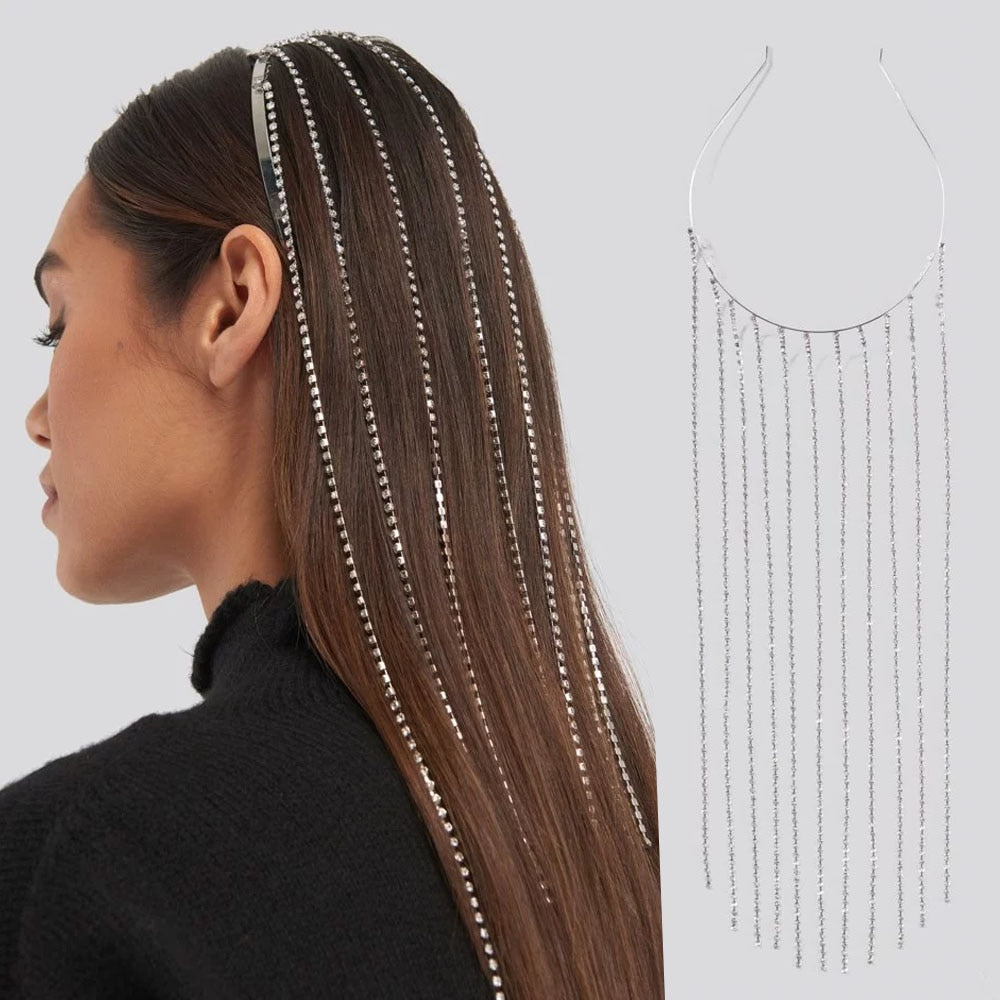 Long Tassel Headband Hair Hoop Rhinestone Jewellery