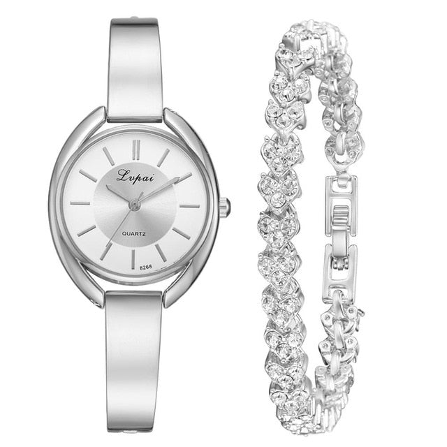 Women's 2pcs Bracelet & Watch Set