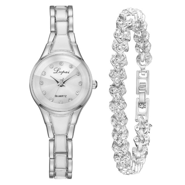 Women's 2pcs Bracelet & Watch Set