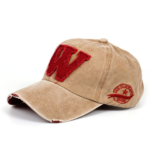 Retro Washed Cotton Letter Baseball Cap