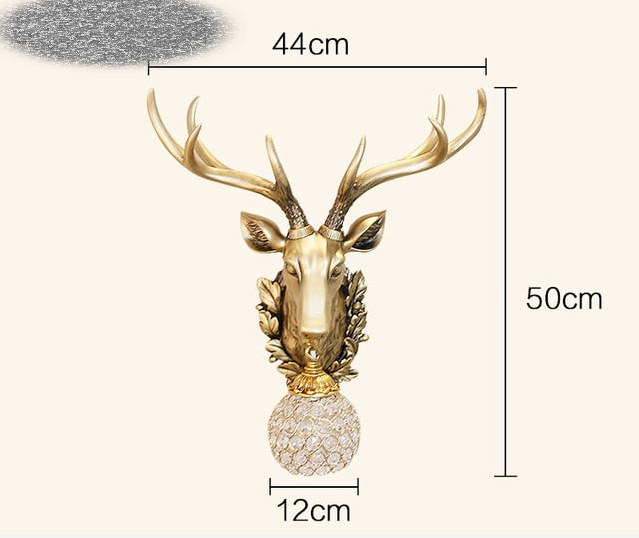 Deer Head Wall Lamp With Antlers