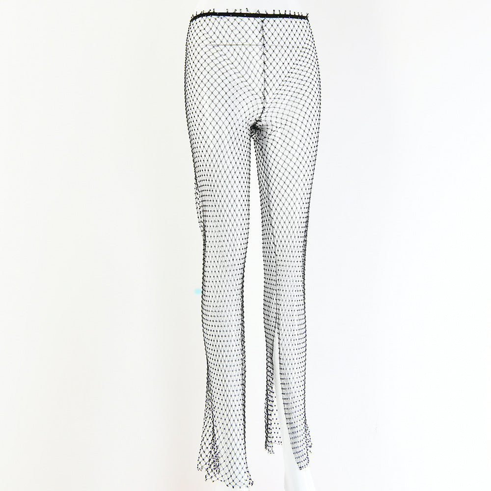 Fishnet Diamond Wide-Leg Pants