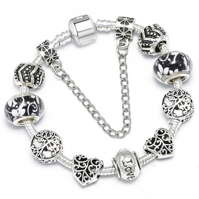 Vintage Silver Colour Charm Bracelets