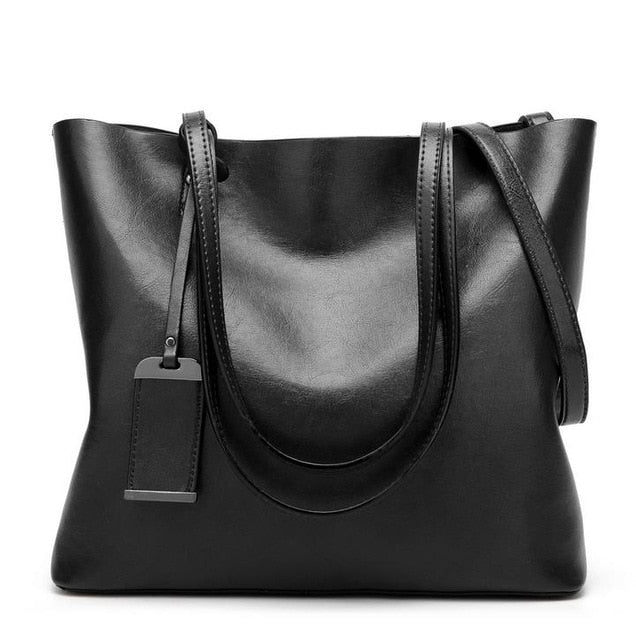 Simple Waxing Leather Tote Shopper Bag