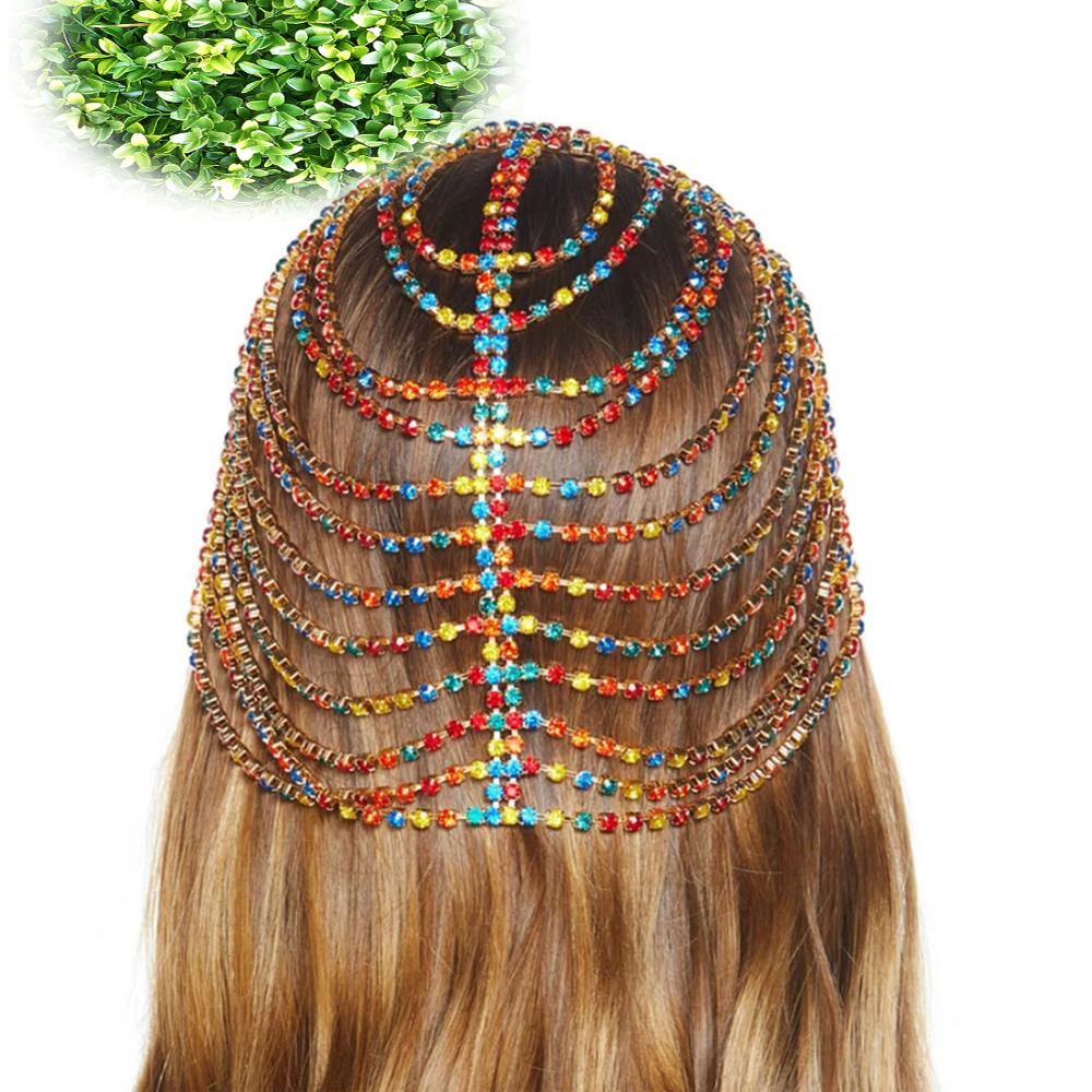 Colourful Rhinestone Headband Jewellery Chain
