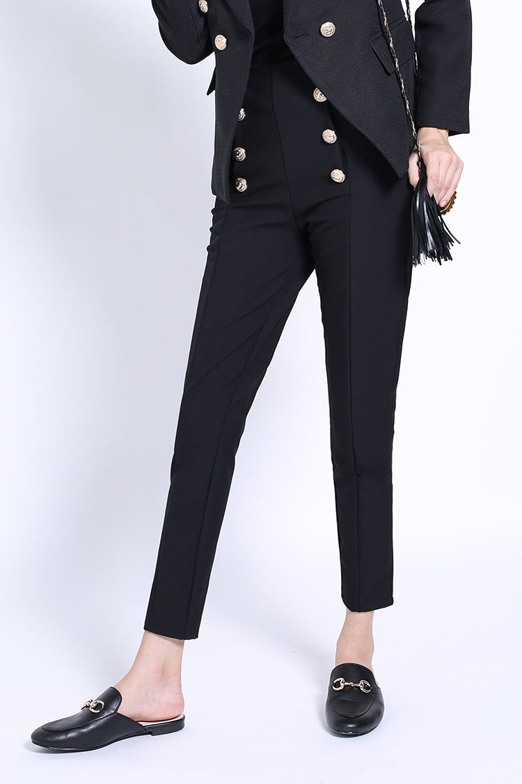 Ankle-Length Capri Pants With 8 Buttons