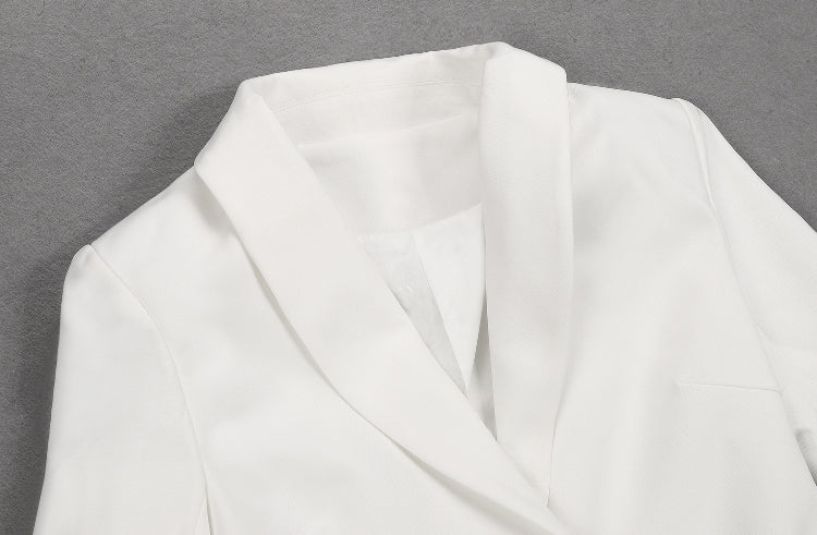 White Pleated Ruffle Asymmetrical Dress
