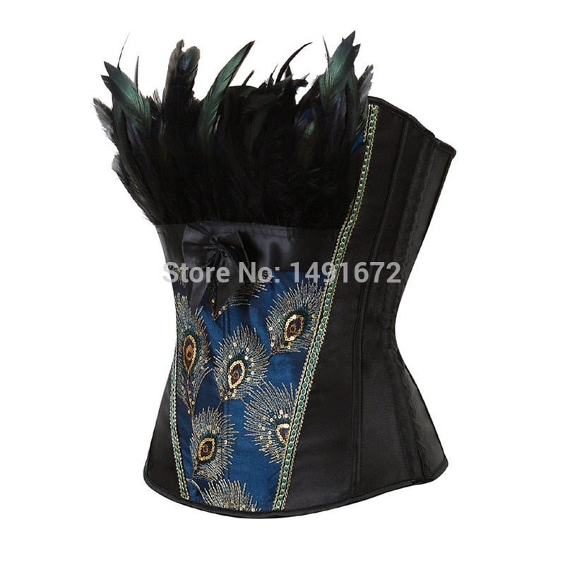Beautiful Embroidered Peacock Corset