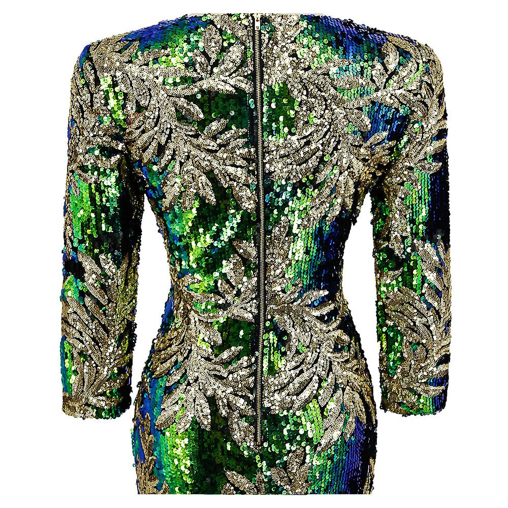 Elegant Sequin Leaf Bodycon Dress