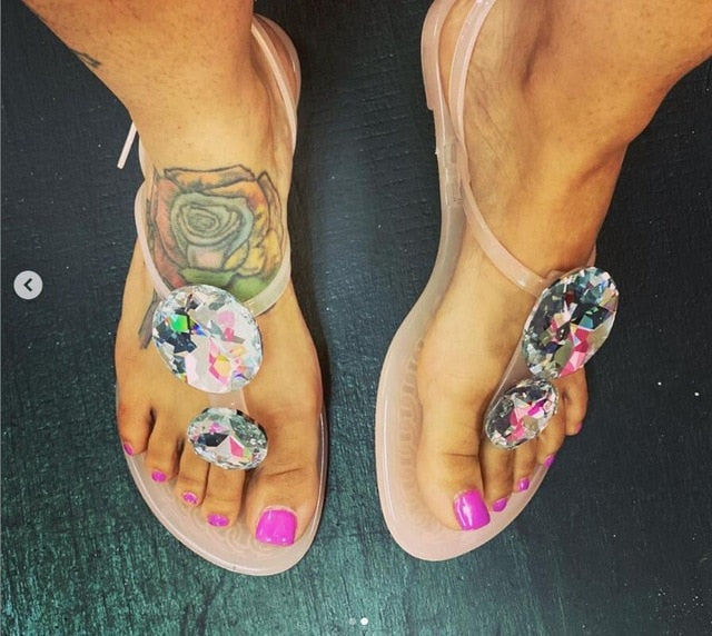 Women's XL Diamond Jelly Sandals
