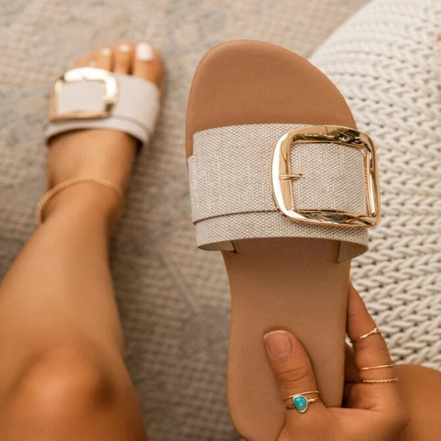 Women's Peep-Toe Buckle Sandal