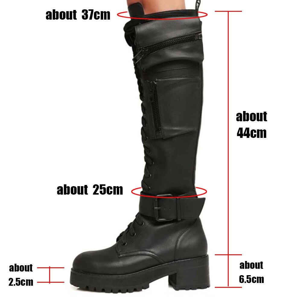 Knee Length Pocket Boots With Strap