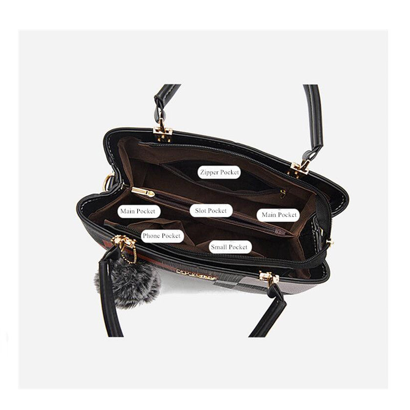 Luxury Plaid PU Leather Handbag